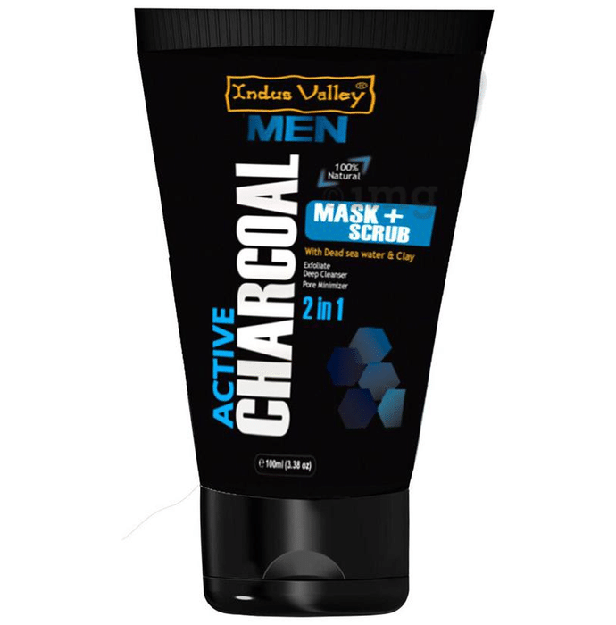 Indus Valley Men Active Charcoal Mask+Scrub
