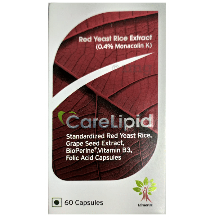 CareLipid Capsule with Red Yeast Rice, Grape Seed Extract, Bioprene, Vitamin D3 & Folic Acid