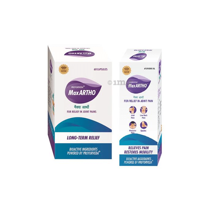 Proyurveda Joint Pain Relief Combo Pack of Maxartho 60 Capsule & Maxartho Oil 50ml