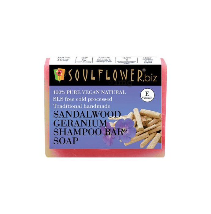 Soulflower Sandalwood Geranium Shampoo Bar Soap