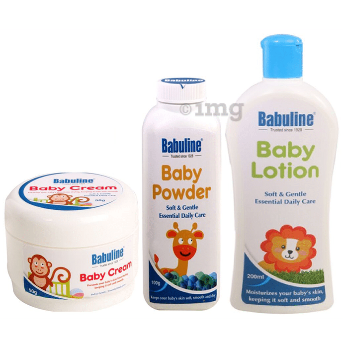 Babuline Combo Pack of Baby Cream 50gm+Baby Lotion 200ml+Baby Powder 50gm