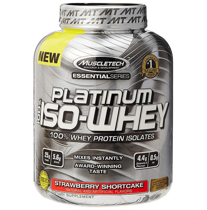 Muscletech Platinum 100% ISO-Whey Protein Essential Series Strawberry Shortcake