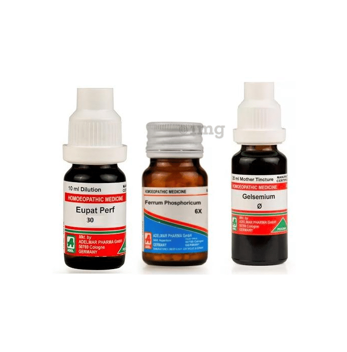 ADEL Fever Care Combo (Eupatorium Perfoliatum Dilution + Ferrum Phosphoricum Biochemic Tablet +Gelsemium Mother Tincture)