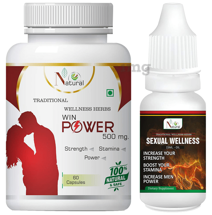 Natural Win Power 500mg, 60 Capsule & Sexual Wellness Oil 15ml