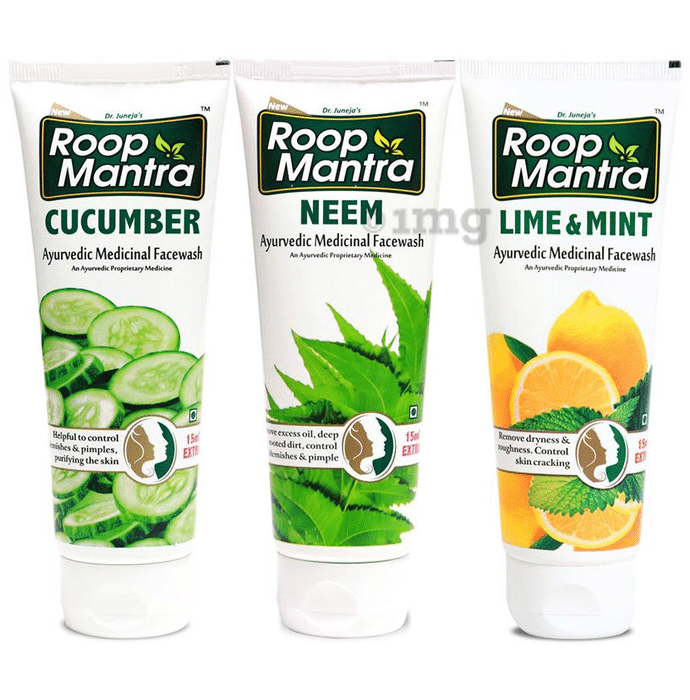 Roop Mantra  Combo Pack of Cucumber Face Wash, Neem Face Wash & Lime Mint Face Wash (50ml Each)