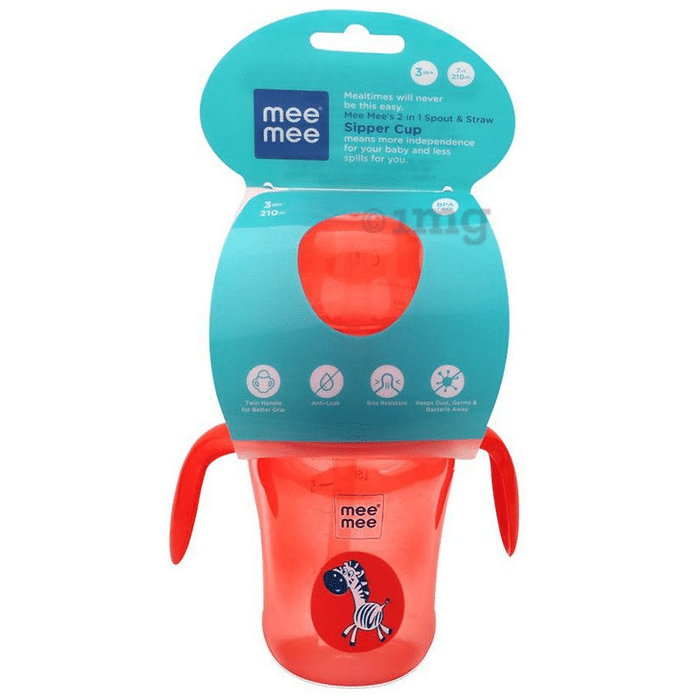 Mee Mee 2 in 1 Spout and Straw Sipper Cup Red