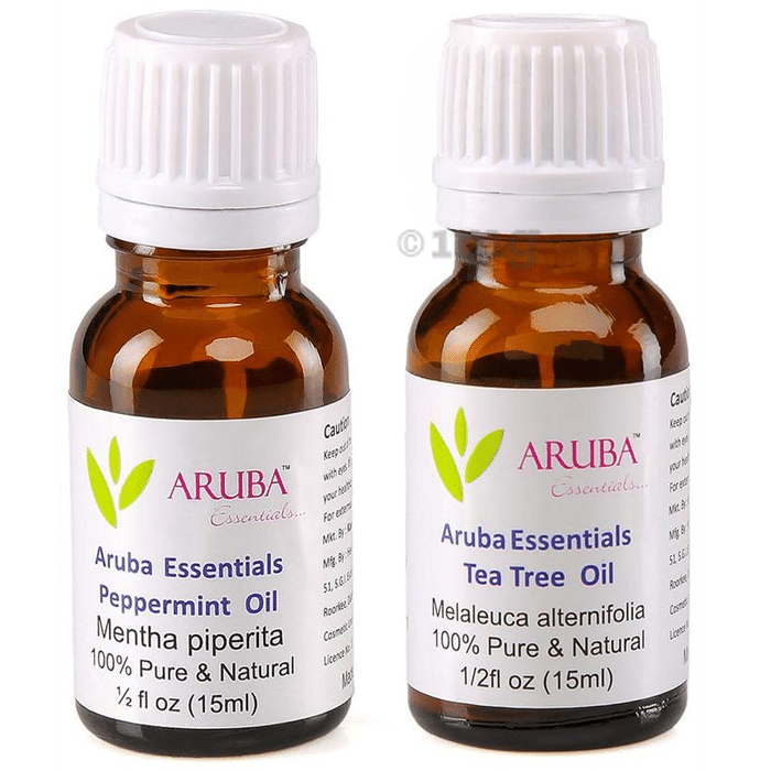Aruba Essentials Combo Pack of Peppermint Oil and Tea Tree Oil (15ml Each)