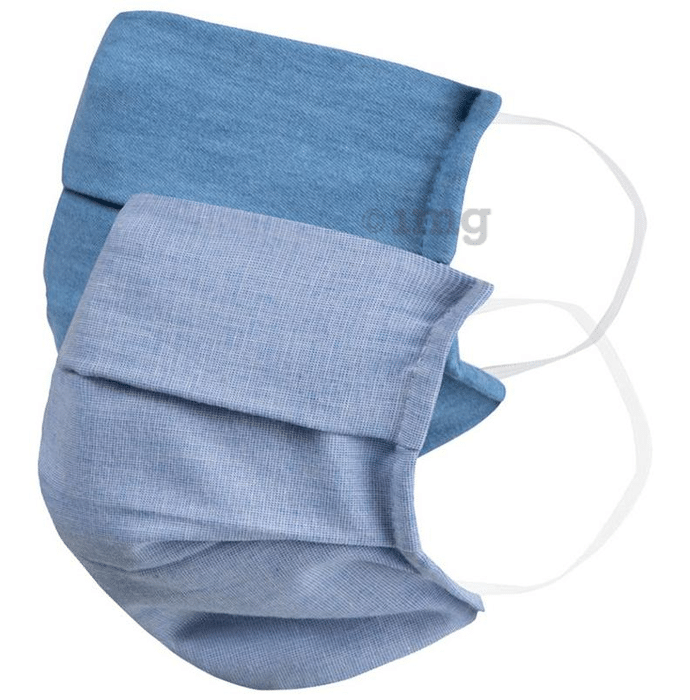 Faballey 2 Ply Pleated Resusable Mask Set Cool Blue