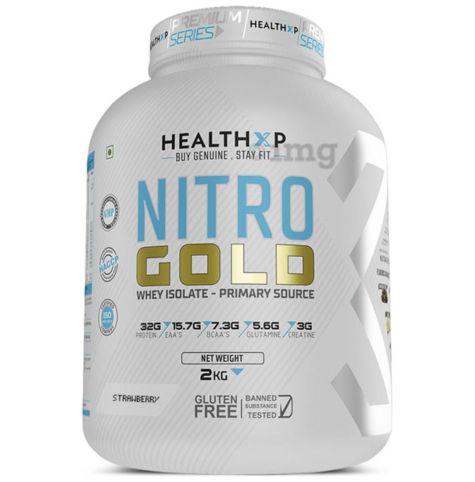 HealthXP Nitro Gold Whey Isolate Powder Strawberry