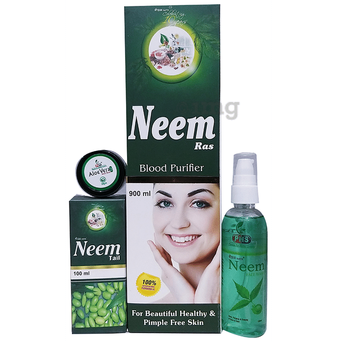 Shri Nath Neem Kit (Neem Face Wash 100ml, Neem Ras 900ml and Neem Tail 100ml) with Aloevera 10gm Gel Free