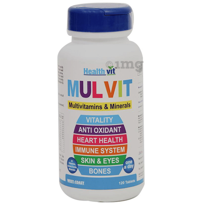 HealthVit Mulvit Multivitamins, Minerals & Antioxidants | For Skin, Eyes, Bones, Heart & Immunity | Tablet
