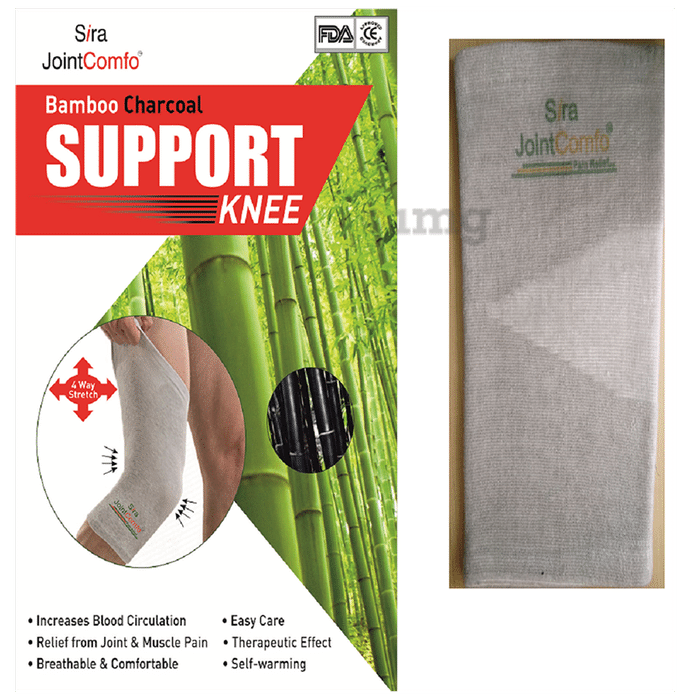 Sira Bamboo Charcoal Knee Support Large Grey