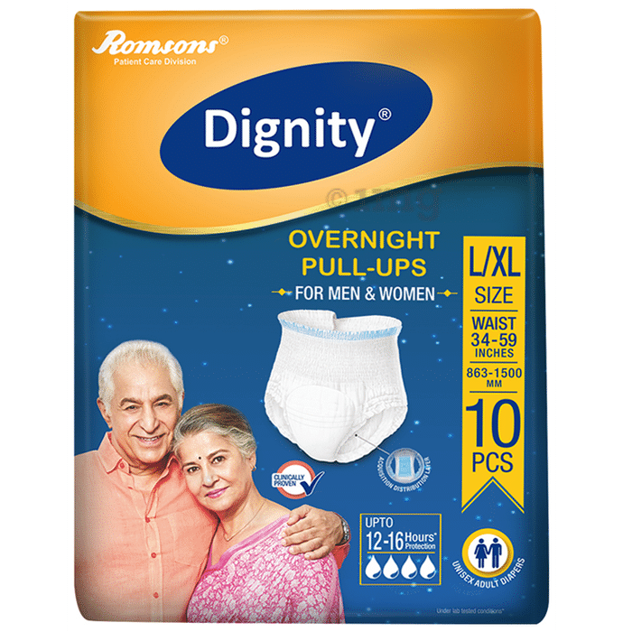 Dignity Overnight Pull-Ups Adult Diaper L-XL: Buy packet of 10.0
