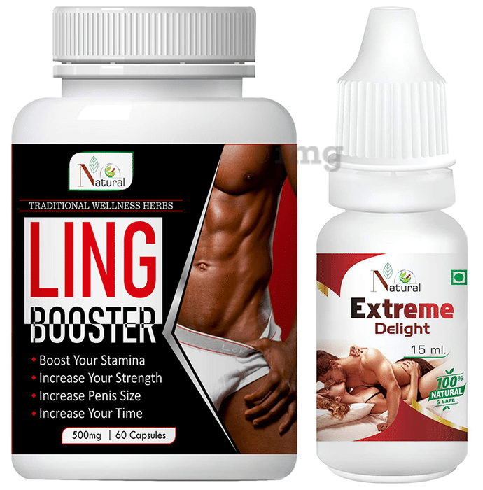 Natural Combo Pack of Ling Booster 500mg, 60 Capsule & Extreme Delight Oil 15ml