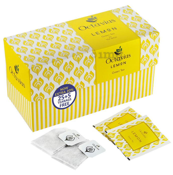 Octavius Green Tea 25 Tea Bags (5 Tea Bags Free) Lemon
