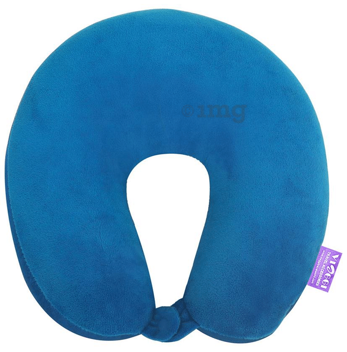 Viaggi Microbead Travel Neck Pillow with Fleece Royal Blue