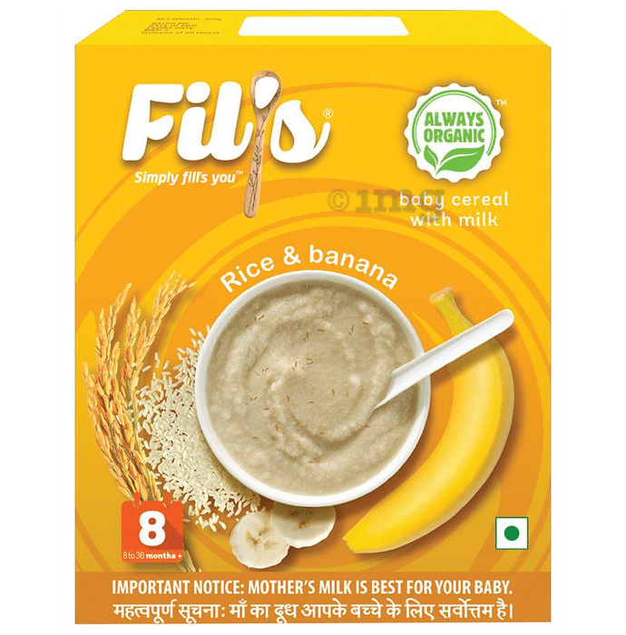 Fil's Organic Baby Cereal with Milk, 8-24 Months + Rice and Banana