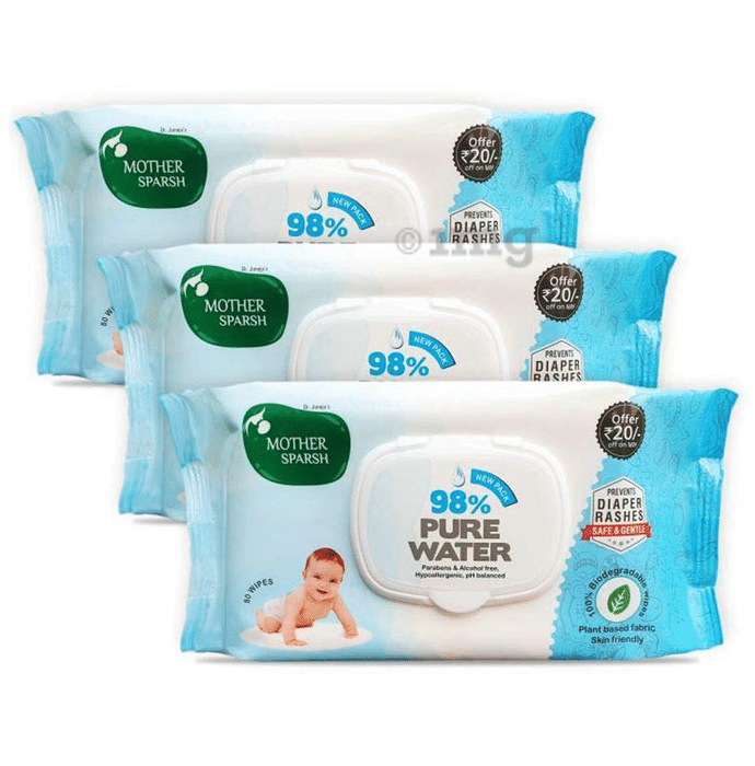 Mother Sparsh 98% Water Wipes (80 Pices Each)