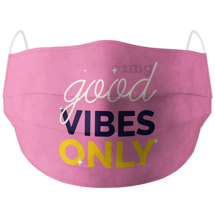 Soxytoes Cotton Face Mask Free Size Pink Good Vibes Only