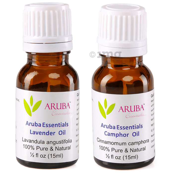 Aruba Essentials Combo Pack of Lavender Oil & Camphor Oil (15ml Each)
