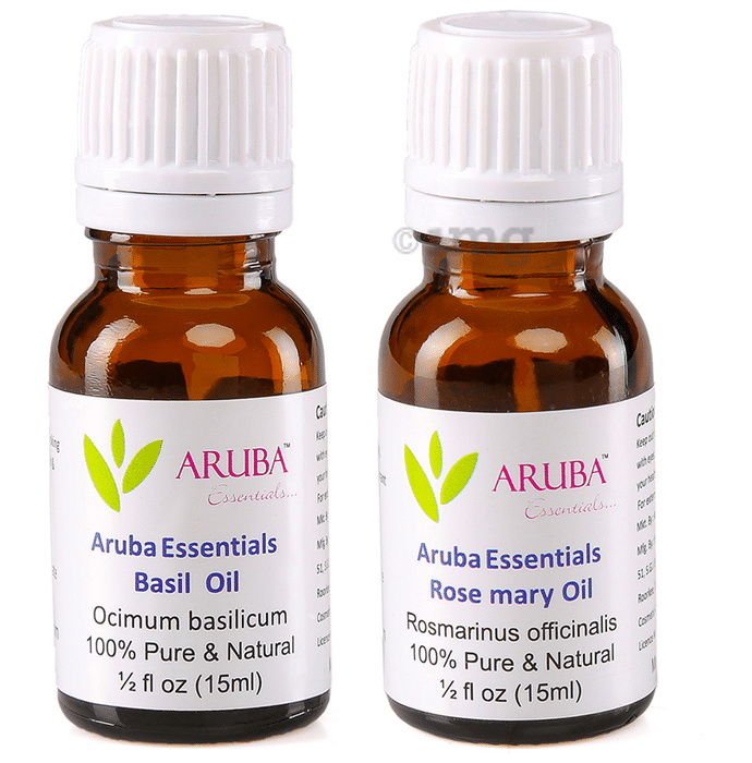 Aruba Essentials Combo Pack of Basil Oil & Rosemary Oil (15ml Each)