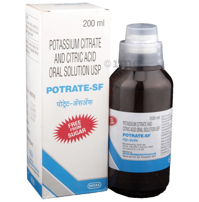 Potrate SF Potassium Citrate And Citric Acid Oral Solution | Sugar-Free
