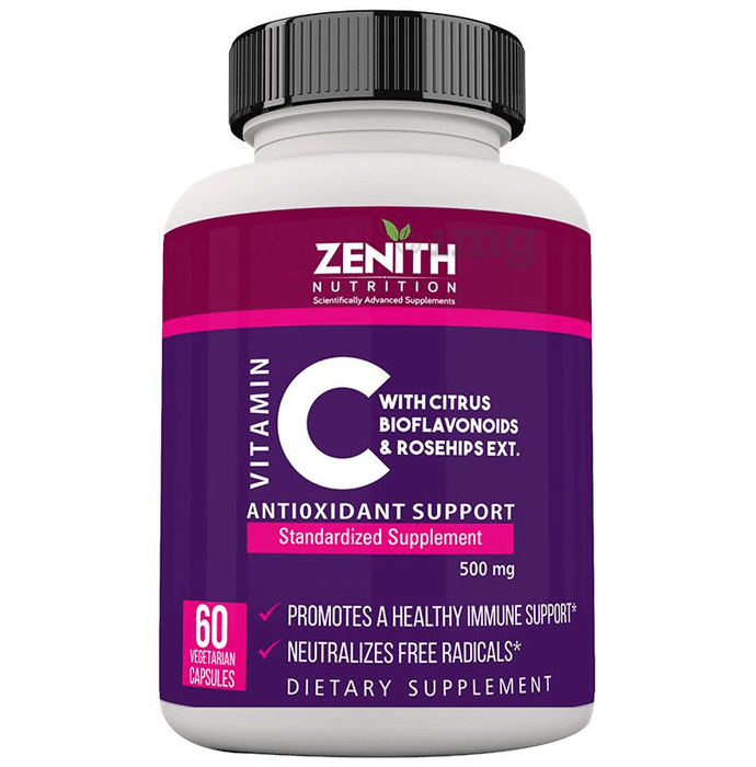 Zenith Nutrition Vitamin-C 500mg with Citrus Bioflavonoids & Rosehips Capsule