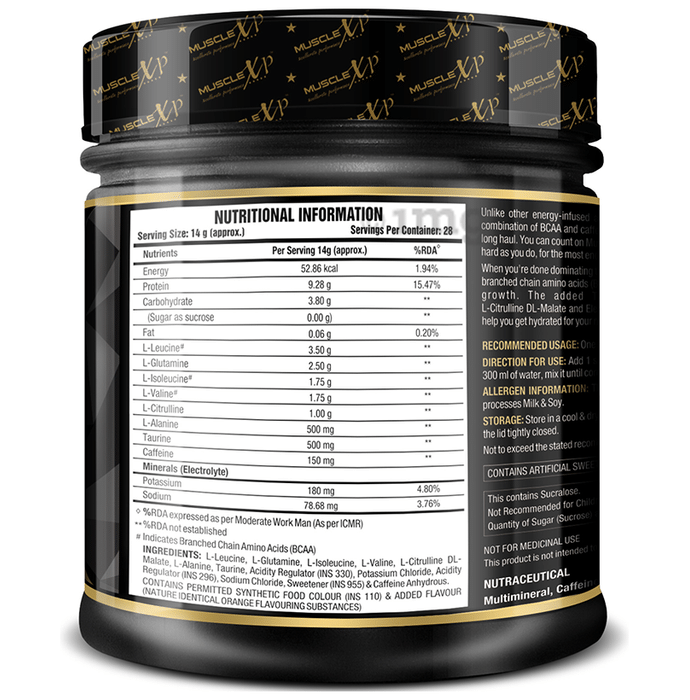 MuscleXP BCAA Energy With Electrolyte Blend & Caffeine Powder Orange