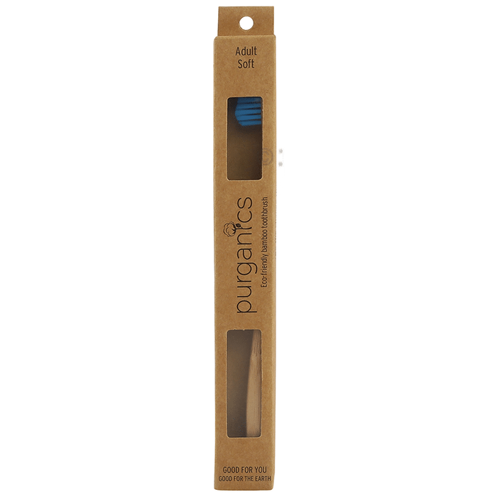 Purganics Bamboo Toothbrush for Adults Blue Soft