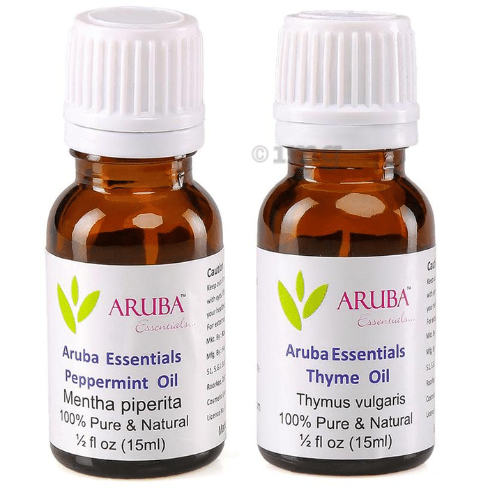 Aruba Essentials Combo Pack of Peppermint Oil and Thyme Oil (15ml Each)