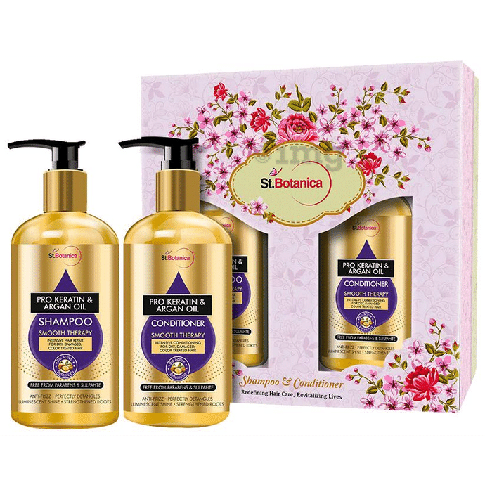 St.Botanica Combo Pack of Pro Keratin & Argan Oil  Shampoo & Pro Keratin & Argan Oil Conditioner (300ml Each)