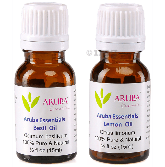 Aruba Essentials Combo Pack of Basil Oil & Lemon Oil (15ml Each)
