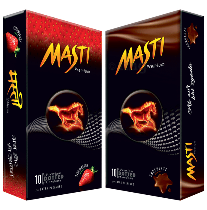 Masti Premium Dotted Condom 1 Chocolate and 1 Strawberry
