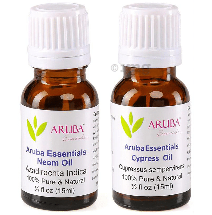 Aruba Essentials Combo Pack of Neem Oil and Cypress Oil (15ml Each)