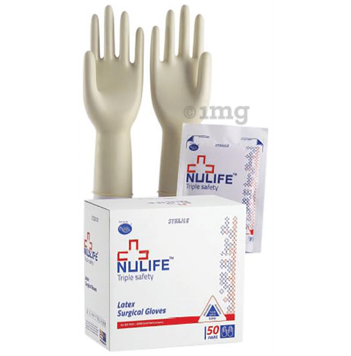 Nulife Gynaecological Elbow Length Surgical Gloves Sterile Powdered Medium