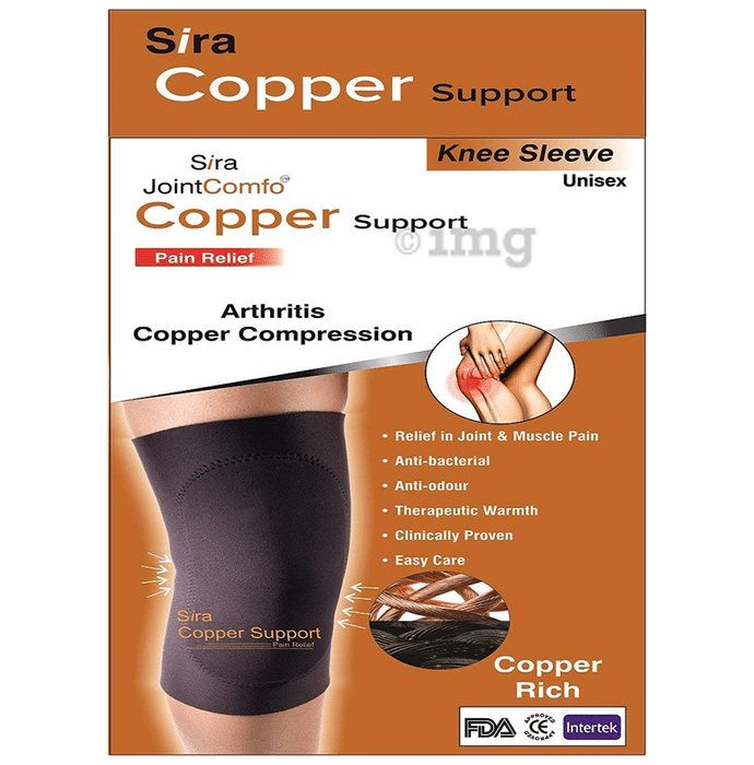 Sira Copper Compression Knee Sleeve Support Medium Black