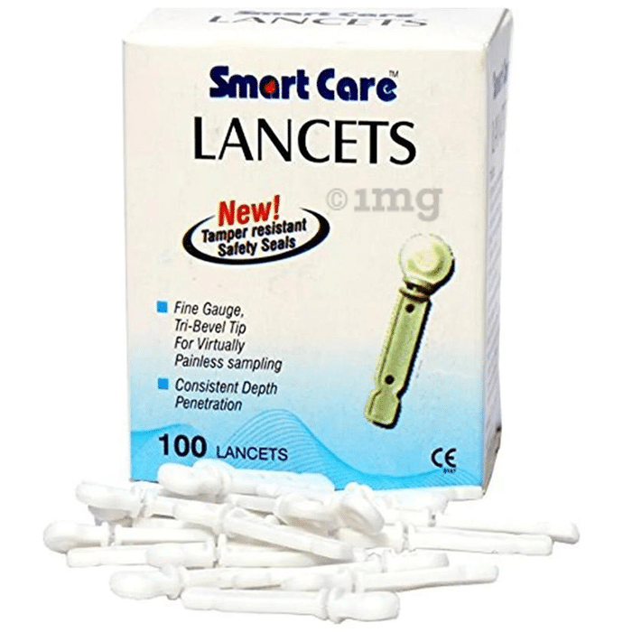 Smart Care Needle Flat Lancets (Only Lancets) White