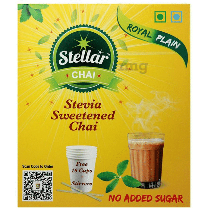 Steller Stevia Sweetened Chai with 10 Cups + Stirrers Free Royal Plain