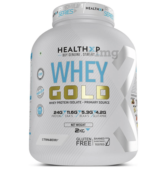 HealthXP Whey Gold Whey Protein Isolate Powder Strawberry