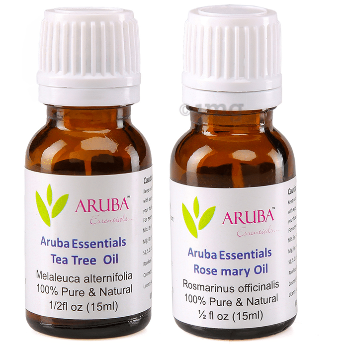 Aruba Essentials Combo Pack of Tea Tree Oil & Rose mary Oil (15ml Each)