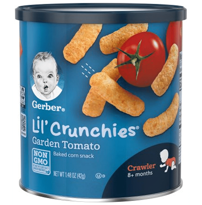 Gerber Lil' Crunchies Baked Corn Snack Crawler 8+ Months Garden Tomato