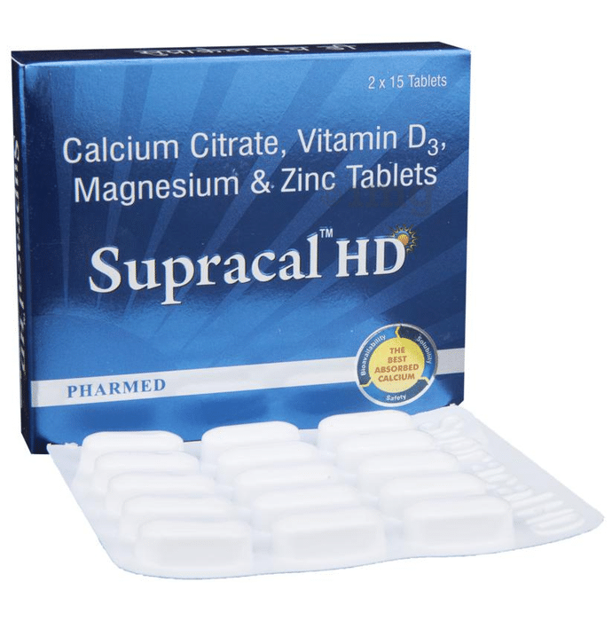 Supracal HD Tablet with Calcium, Vitamin D3, Magnesium & Zinc | For Bone & Teeth Health