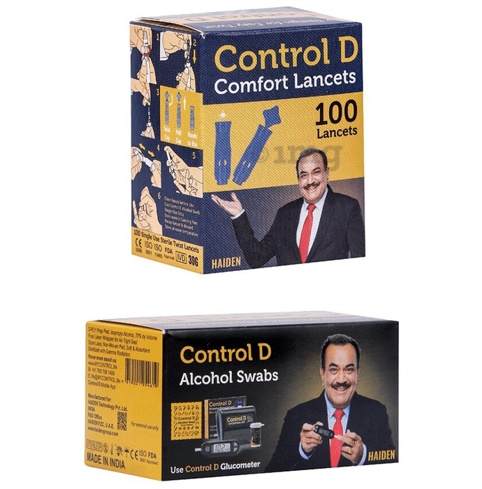 Control D Combo Pack of Alcohol Swabs and Comfort Lancets 100 Each