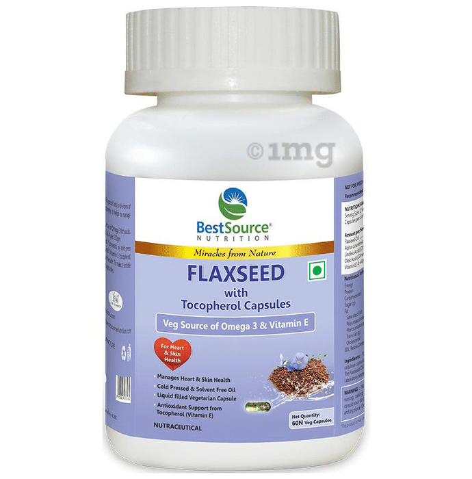 BestSource Nutrition Flaxseed with Tocopherol Veg Capsules