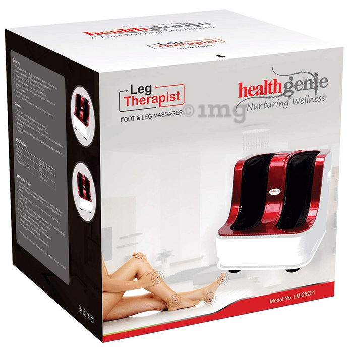Healthgenie Foot & Leg Massager for Pain Relief with Kneading and Heating Functions Red