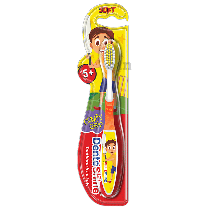 DentoShine Comfy Grip Toothbrush for Kids Orange Age 5+