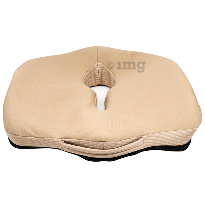 Sleepsia Advance Orthopaedic Coccyx Seat Cushion/Pillow with Memory Foam Beige
