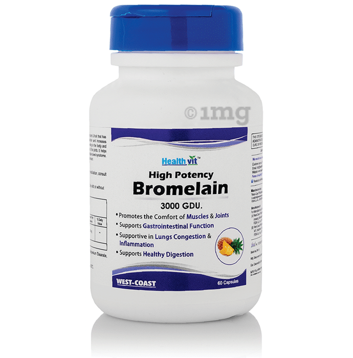 HealthVit Bromelain 3000 GDU for Muscles, Joints & Digestion | Capsule