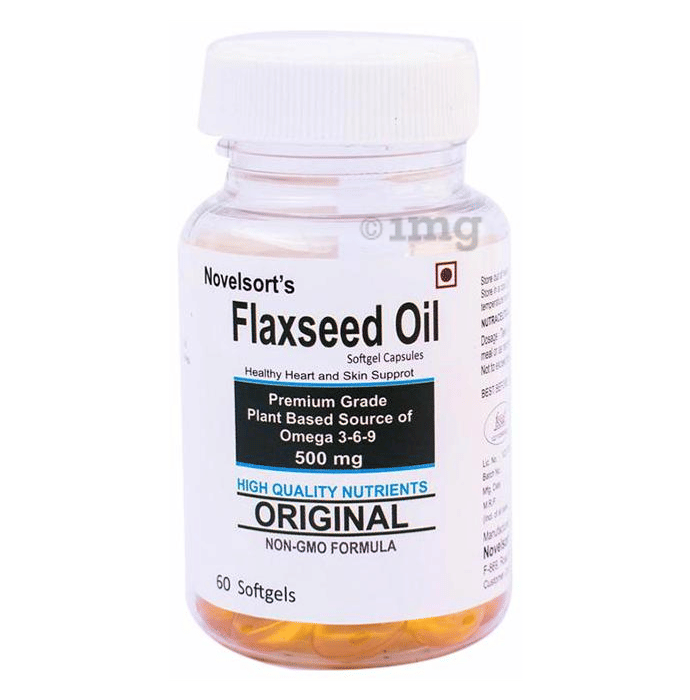 Novelsort's Flaxseed Oil 500mg Softgel Capsules Buy bottle of 60.0
