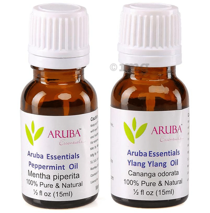 Aruba Essentials Combo Pack of Peppermint Oil and Ylang Ylang Oil (15ml Each)
